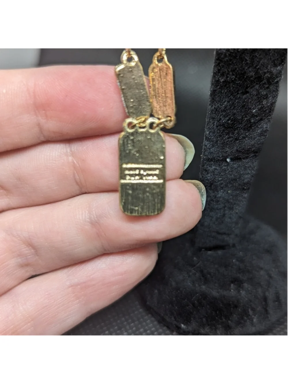 Kate Spade Gold Tone Blue Enamel Rectangle Dangle Drop Statement Earrings
